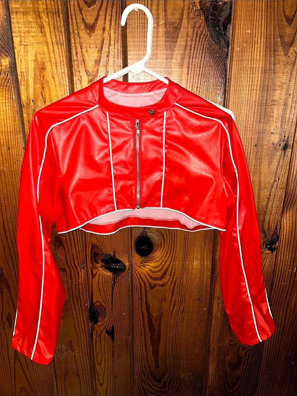 Fashion Nova Biker Club Faux Leather Jacket Red